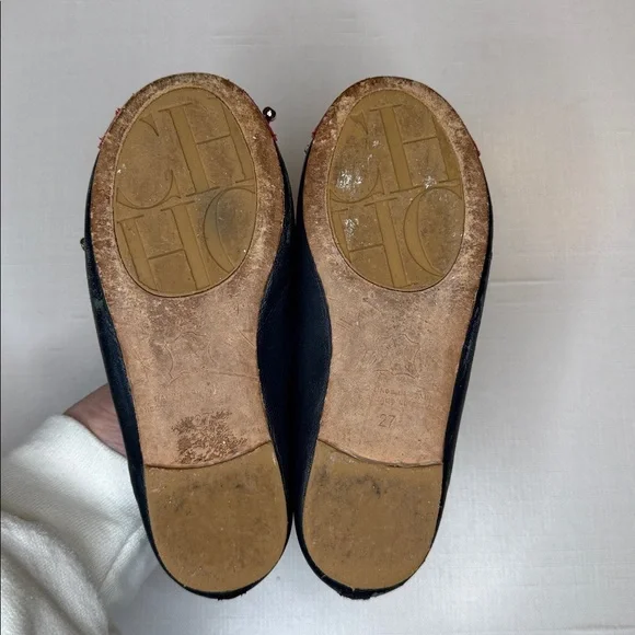 Carolina Herrera Red and Black Little Girls Flats - Picture 3 of 3